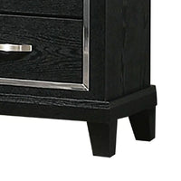 Nightstand with Charging Station, 2 Drawers, Black Rubberwood 24 Inch - BM341152