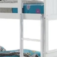Rexo Twin over Full Bunk Bed with Ladder, Plank Style Headboard, White - BM342276
