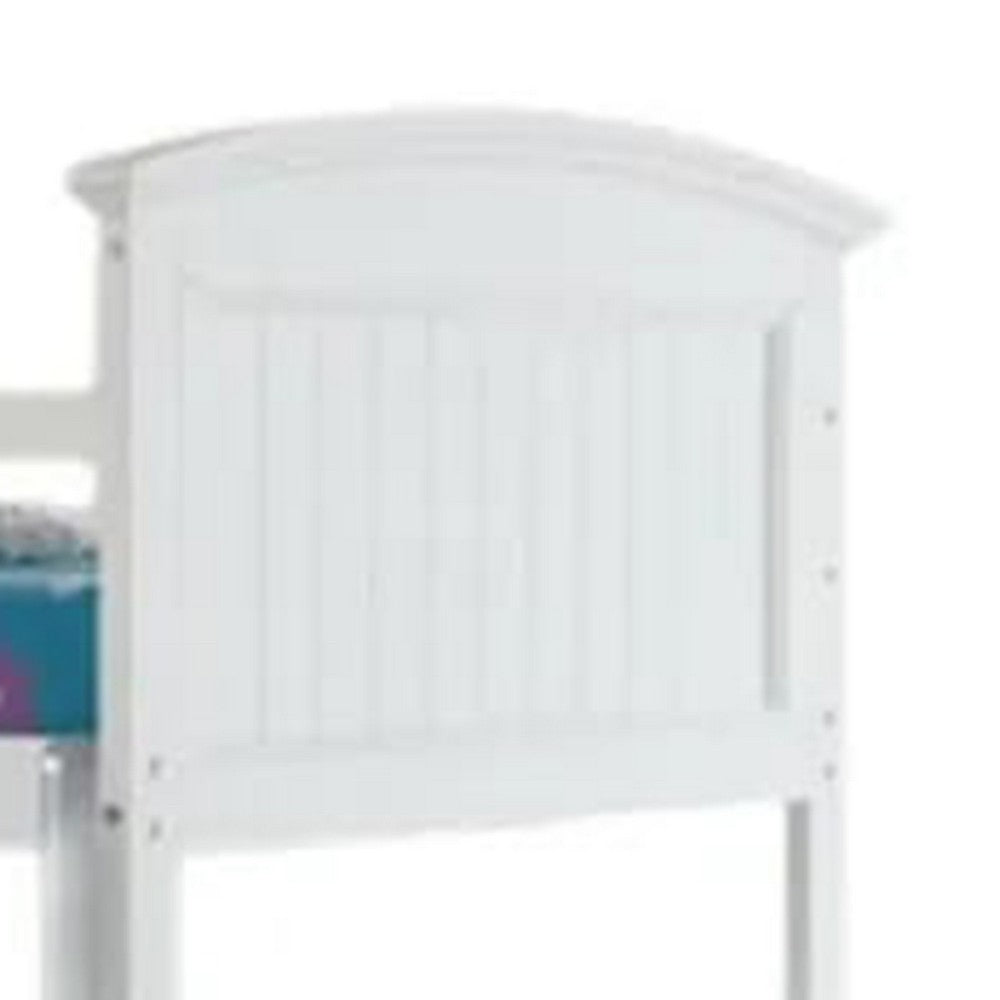 Rexo Twin over Full Bunk Bed with Ladder, Plank Style Headboard, White - BM342276