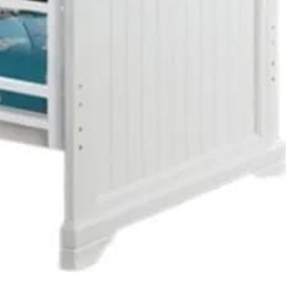 Rexo Twin over Full Bunk Bed with Ladder, Plank Style Headboard, White - BM342276