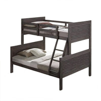 Wexo Twin over Full Bunk Bed, Charcoal Brown Slat Design and Ladder - BM342278