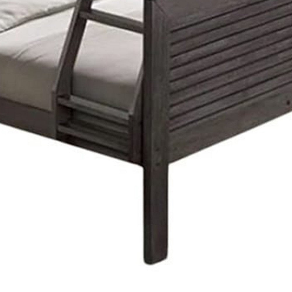 Wexo Twin over Full Bunk Bed, Charcoal Brown Slat Design and Ladder - BM342278