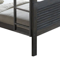 Wexo Twin over Twin Bunk Bed, Charcoal Brown Slat Design and Ladder - BM342279