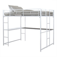 Dexo Twin Loft Bed with Built in Workstation and Ladder, Silver Metal - BM342282