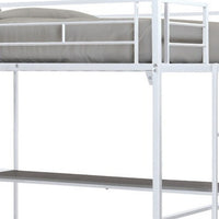 Dexo Twin Loft Bed with Built in Workstation and Ladder, Silver Metal - BM342282