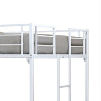 Dexo Twin Loft Bed with Built in Workstation and Ladder, Silver Metal - BM342282