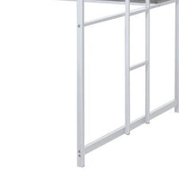 Dexo Twin Loft Bed with Built in Workstation and Ladder, Silver Metal - BM342282