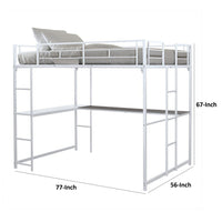 Dexo Twin Loft Bed with Built in Workstation and Ladder, Silver Metal - BM342282