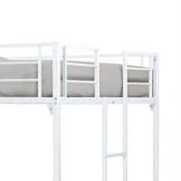 Dexo Twin Loft Bed with Built in Workstation and Ladder, White Metal - BM342283