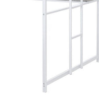 Dexo Twin Loft Bed with Built in Workstation and Ladder, White Metal - BM342283