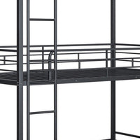 Fexo 3 Tier Twin Size Bunk Bed with Attached Ladder, Black Metal Frame - BM342284
