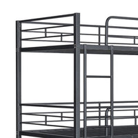 Fexo 3 Tier Twin Size Bunk Bed with Attached Ladder, Black Metal Frame - BM342284