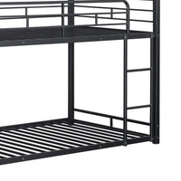 Fexo 3 Tier Twin Size Bunk Bed with Attached Ladder, Black Metal Frame - BM342284