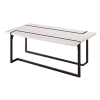 Iry Coffee Table, Black Steel Sled Base, 47 Inch, Gloss White Lacquer Top - BM342287