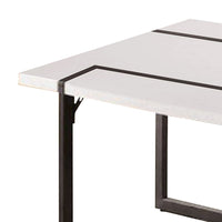 Iry Coffee Table, Black Steel Sled Base, 47 Inch, Gloss White Lacquer Top - BM342287