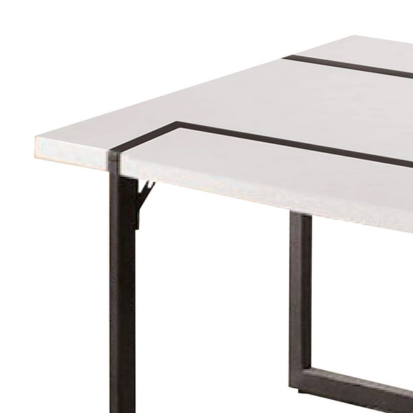 Iry Coffee Table, Black Steel Sled Base, 47 Inch, Gloss White Lacquer Top - BM342287