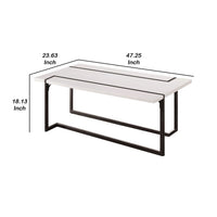 Iry Coffee Table, Black Steel Sled Base, 47 Inch, Gloss White Lacquer Top - BM342287