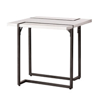 Iry Side End Table, Black Steel Sled Base, 22 Inch, Gloss White Lacquer - BM342288