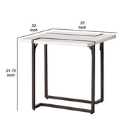 Iry Side End Table, Black Steel Sled Base, 22 Inch, Gloss White Lacquer - BM342288