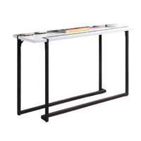 Iry Sofa Console Table, Black Steel Sled Base, 47 Inch, White Lacquer - BM342289
