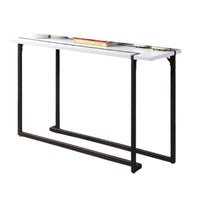 Iry Sofa Console Table, Black Steel Sled Base, 47 Inch, White Lacquer - BM342289