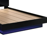 Pero Queen Size Bed, Chrome Accent Headboard, Black LED Footboard - BM342292