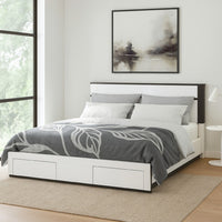 Kena King Size Bed, White Gray Panel Headboard, Low Profile Footboard - BM342296
