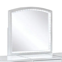 Texo 3pc White Vanity Table Set with LED Mirror and Beige Padded Stool - BM342298