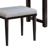 Jexo 3pc Cherry Vanity Table Set with LED Mirror, 3 Drawer, Gray Padded Stool - BM342299