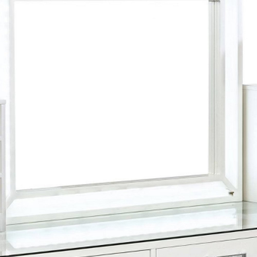 Jexo 3pc White Vanity Table Set with LED Mirror, 3 Drawer, Gray Stool - BM342300