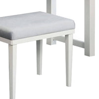 Jexo 3pc White Vanity Table Set with LED Mirror, 3 Drawer, Gray Stool - BM342300