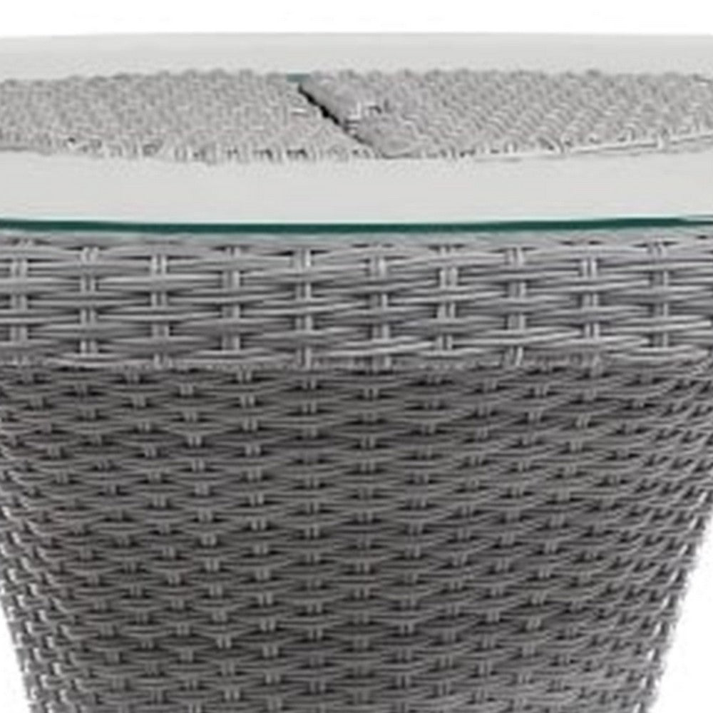 Mio Outdoor Bar Height Table with Steel Ice Bucket, 46 Inch Round, Gray - BM342301