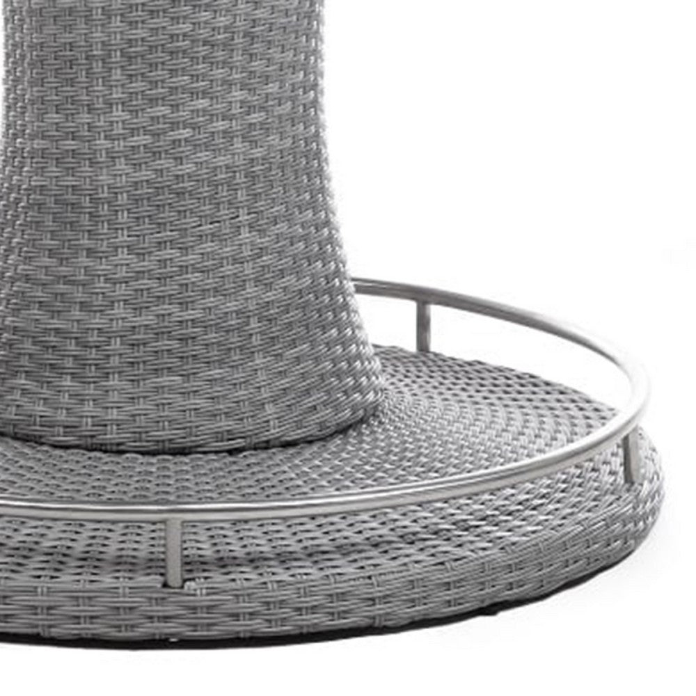 Mio Outdoor Bar Height Table with Steel Ice Bucket, 46 Inch Round, Gray - BM342301