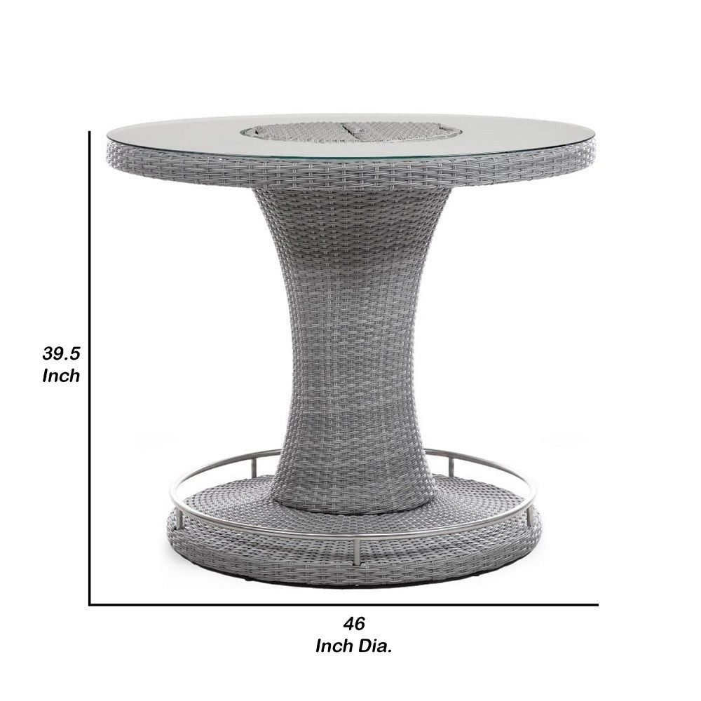 Mio Outdoor Bar Height Table with Steel Ice Bucket, 46 Inch Round, Gray - BM342301
