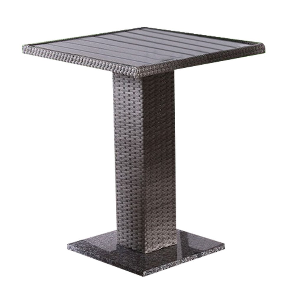 Nia Bistro Outdoor Table, Marble Base, Gray PE Rattan Frame, 27 Inch - BM342307