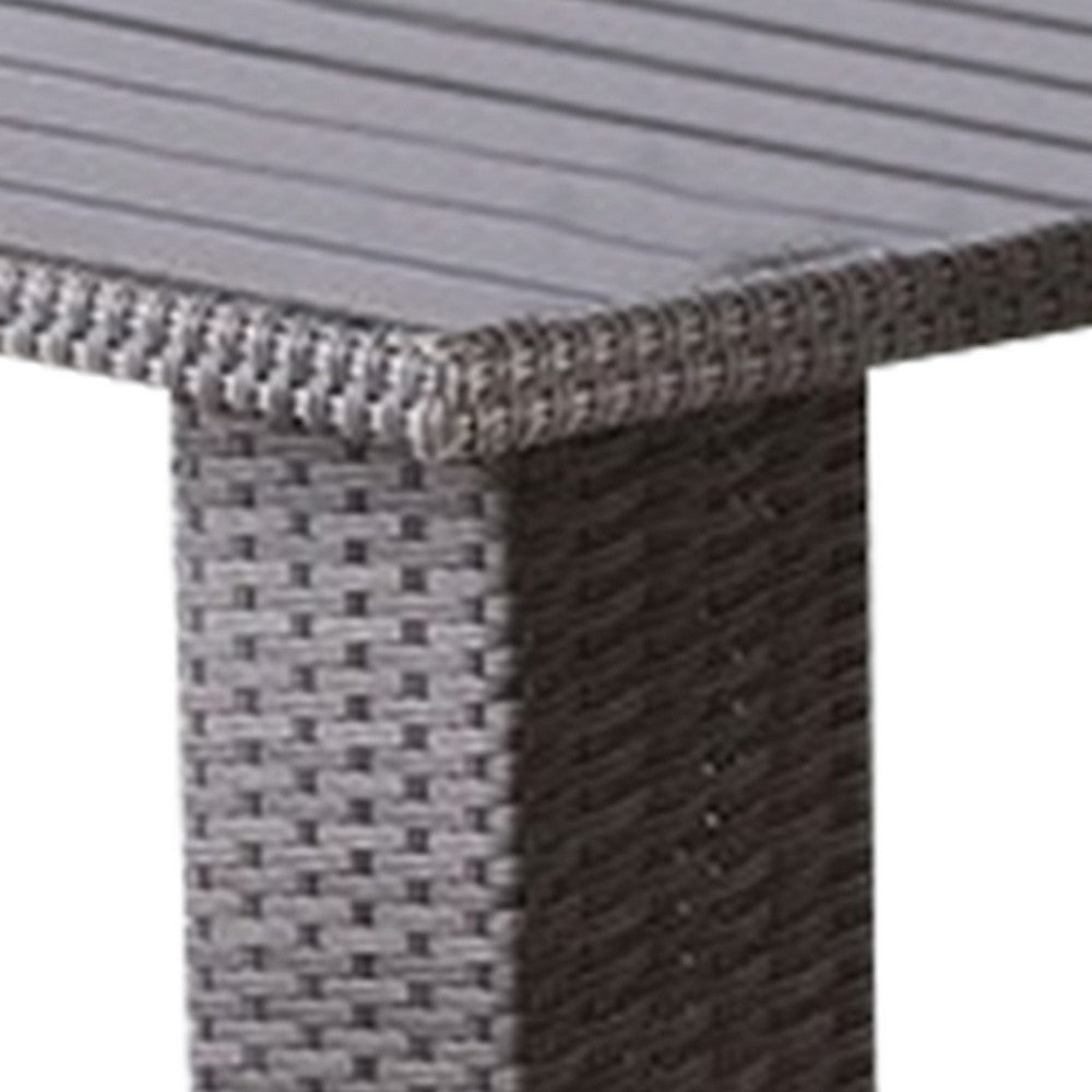 Nia Bistro Outdoor Table, Marble Base, Gray PE Rattan Frame, 27 Inch - BM342307