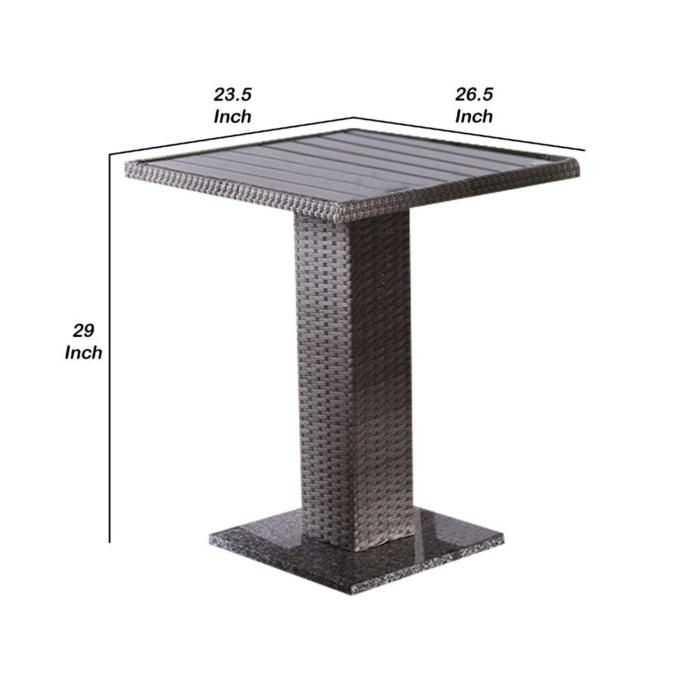 Nia Bistro Outdoor Table, Marble Base, Gray PE Rattan Frame, 27 Inch - BM342307