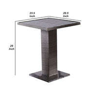 Nia Bistro Outdoor Table, Marble Base, Gray PE Rattan Frame, 27 Inch - BM342307