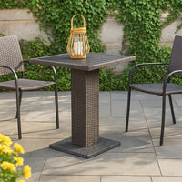Nia Bistro Outdoor Table, Marble Base, Gray PE Rattan Frame, 27 Inch - BM342307