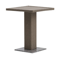 Nia Bistro Outdoor Table, Marble Base, Brown PE Rattan Frame, 27 Inch - BM342308