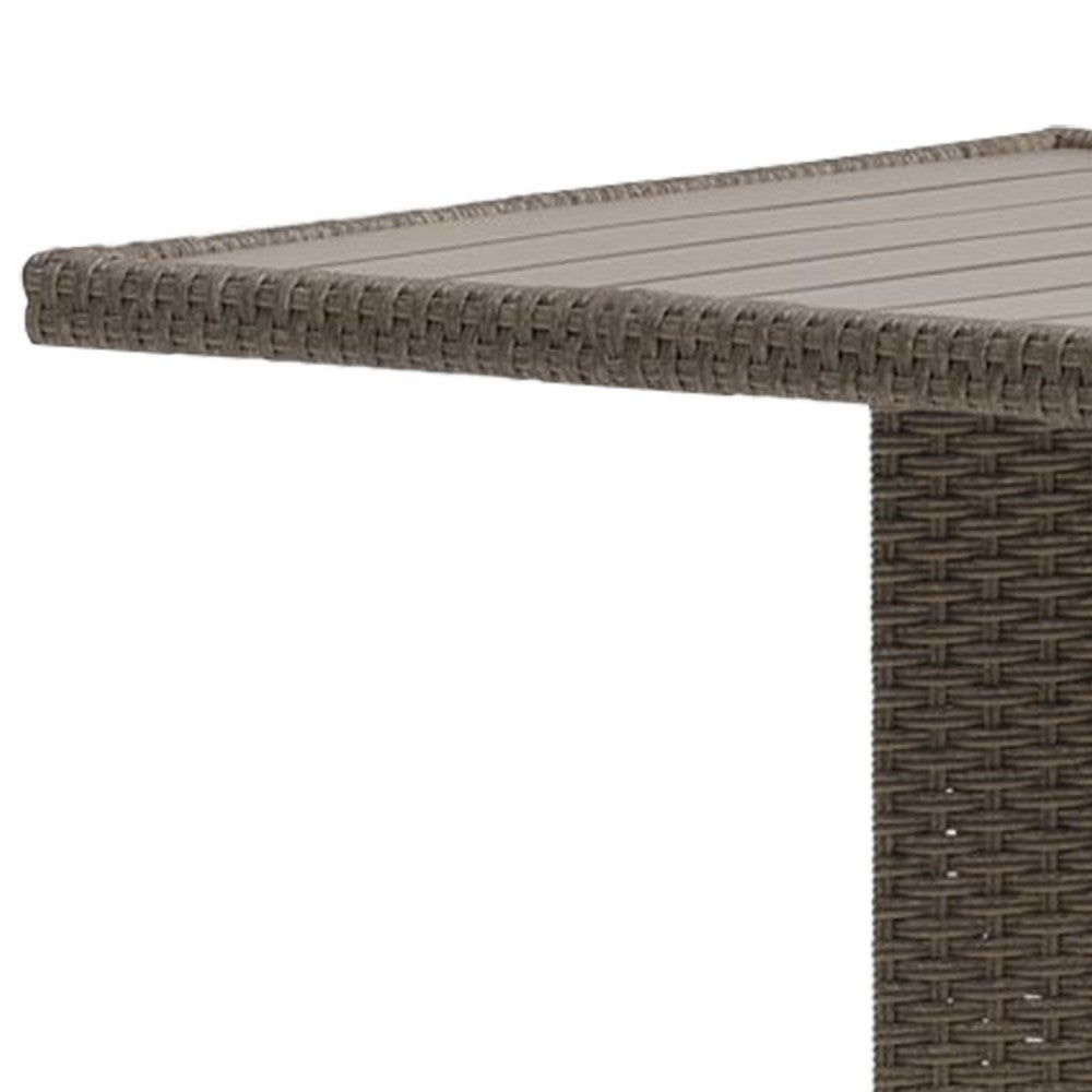 Nia Bistro Outdoor Table, Marble Base, Brown PE Rattan Frame, 27 Inch - BM342308