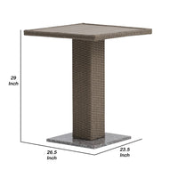 Nia Bistro Outdoor Table, Marble Base, Brown PE Rattan Frame, 27 Inch - BM342308