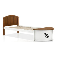 Evon Captain Twin Bed, Built-In Storage, Boat Design, White and Oak Brown - BM342318
