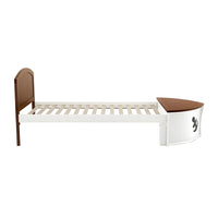 Evon Captain Twin Bed, Built-In Storage, Boat Design, White and Oak Brown - BM342318