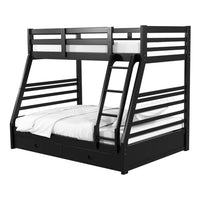 Zegy Twin over Full Bunk Bed with 2 Drawers and Attached Ladder, Black - BM342321