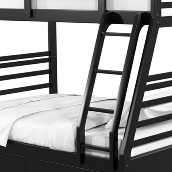 Zegy Twin over Full Bunk Bed with 2 Drawers and Attached Ladder, Black - BM342321