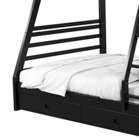 Zegy Twin over Full Bunk Bed with 2 Drawers and Attached Ladder, Black - BM342321