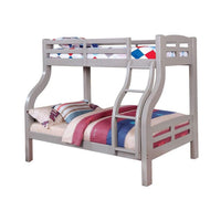 Tedy Twin over Full Bunk Bed with Curved Ladder, Guardrails, Gray - BM342322