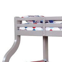Tedy Twin over Full Bunk Bed with Curved Ladder, Guardrails, Gray - BM342322