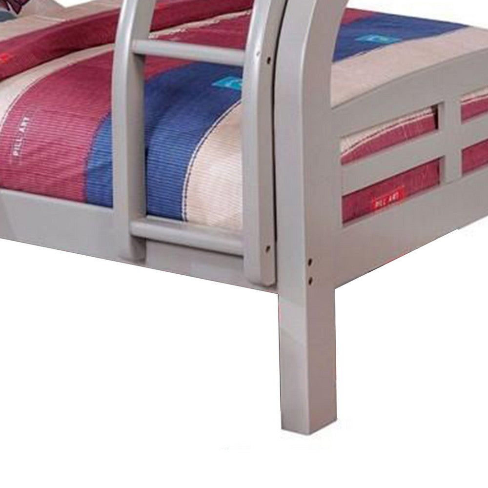 Tedy Twin over Full Bunk Bed with Curved Ladder, Guardrails, Gray - BM342322